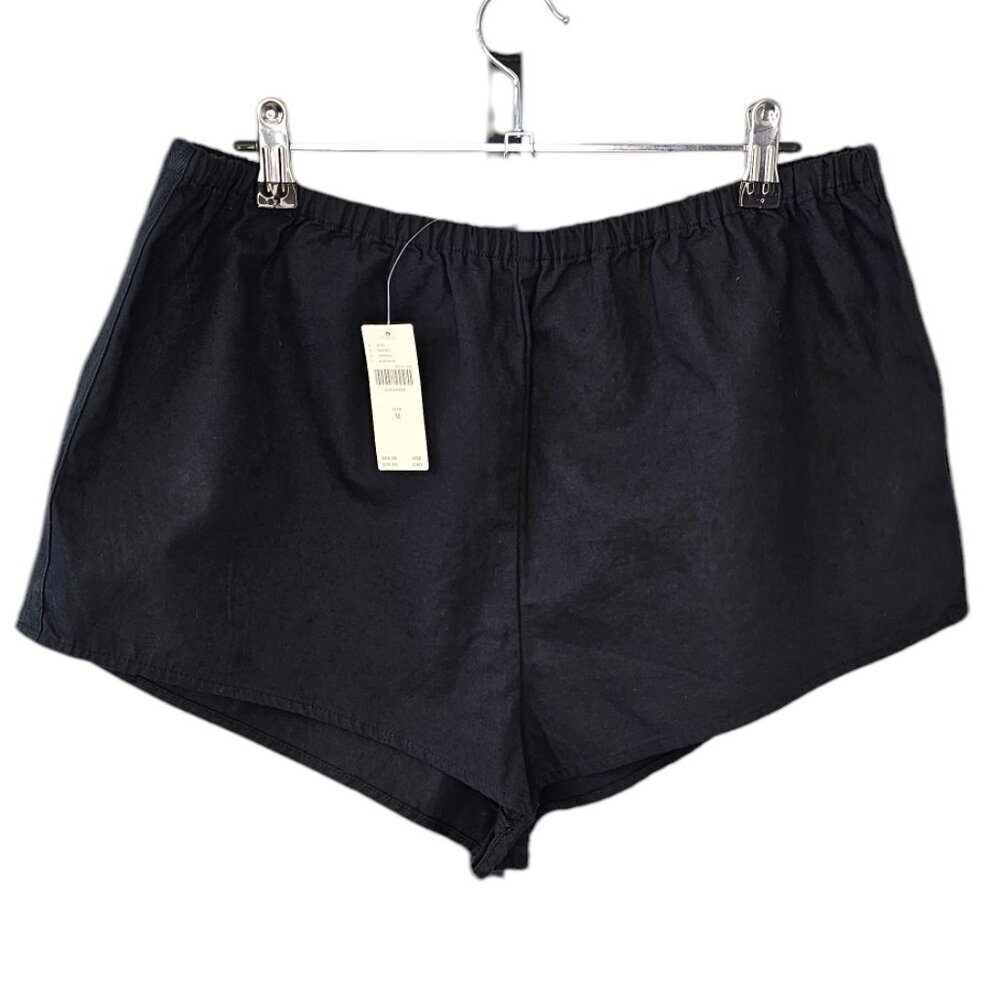 Anthropologie Womens Linen Blend Mini Shorts Size Medium Elastic Waist High Rise